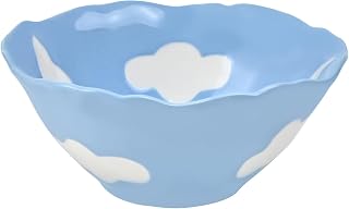 Koythin Cloud Shaped Ceramic Soup Bowl, Blue Sky White Cloud Cereal Bowl | Aesthetic Cloud Tableware, Fit Oatmeal Pasta Fruit Soup; Cute Kitchen Bedroom Decor