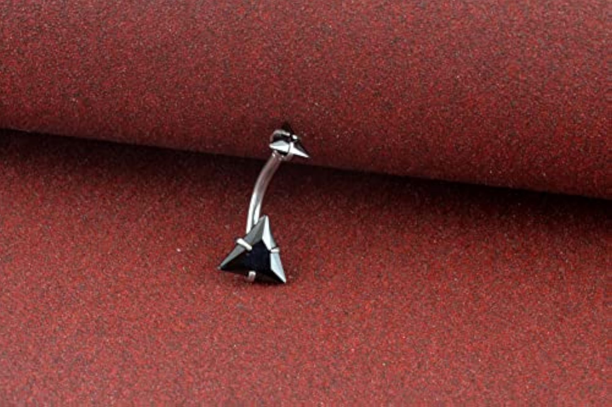 316L Surgical Steel Double Triangle Black Cubic Zirconia Belly Button Ring