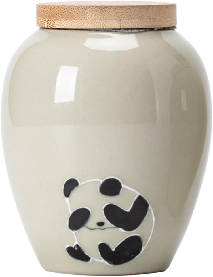 SONGCHAO Sugar Jar Creative Panda Tea Storage Container Tank Empty Tank Chinese Retro Sealed Tank Storage Tank Household Ceramic Jar Tea Canister (Color : A)