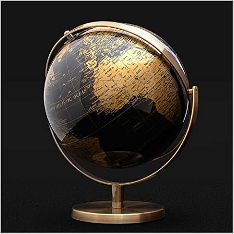 Iron & Glory | World Globe | World Map Decorative Home Accessories For Vintage Room Decor| Ornaments For Living Room & Office Desk | Black & Gold Office Accessories For Home Decor Cover