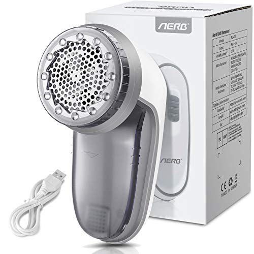 Aerb Quitapelusas Eléctrico, 10000R per Min, USB Recargable, afeitadora de Ropa portátil de 3 velocidades, Bloqueo de Seguridad, 6 Cuchillas reemplazables, para Jerseys y Lana