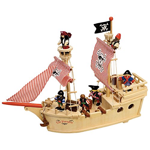 Bigjigs- The Paragon Pirate Ship Variedad Embarcación, Multicolor, Medium (T0094)