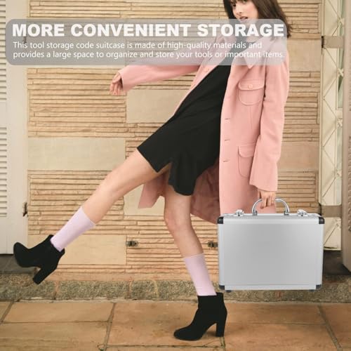 12.5in Silver Aluminum Briefcase with Lock, Aluminum Briefcase for Men or Women, Metal Hard Case with Foam for Travelers Luggage Craftsman Travel Cash (12.5x9x4.3 Inch)2