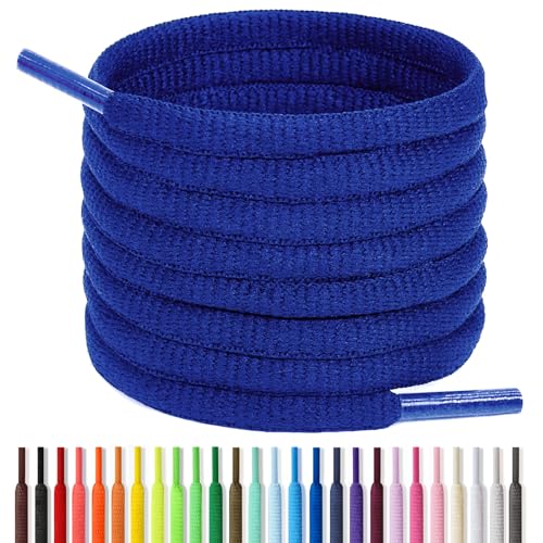 Handshop Half Round Shoelaces 1/4" - Oval Shoe Laces Replacements For Sneakers and Athletic Shoes Sports Sapphire Blue 63 inch (160cm)
