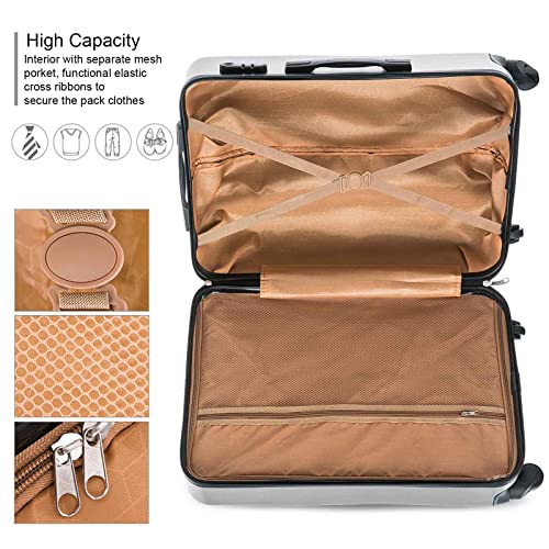 OKAKOPA White Luggage Set, 4 Piece Luggage Set Suitcases Set with Spinner Wheels Hardshell Lightweight Luggage 18" 20" 24" 28" W/Scale (White, 4 PCS)3