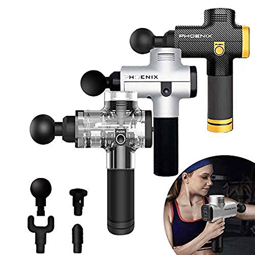 Handheld Eletronic Massage Gun for Phoenix A2 Massage Gun UK Deep Tissue Muscle Massager Gun with 3-Speed Adjustment and 4 Heads Muscle Pain Relief-Orange