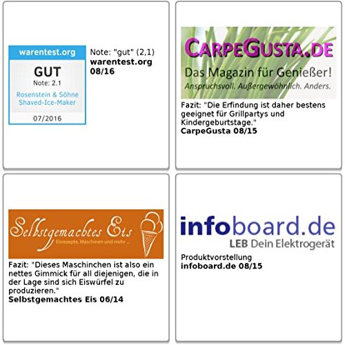 Rosenstein & Söhne Shaved-Ice-Maker mit 4 Kunststoff-Eisbechern, 4 Servierhalter, 90 Watt – Bild 8