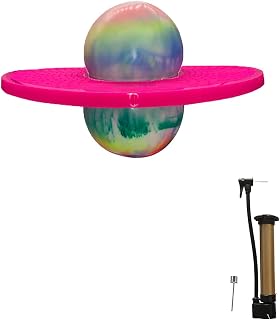 FURTHERNEXT Pogo Bounce Ball with Trick Board & Ball Pump, Pogo Exercise Jumper Ball by Air Kicks Up and Adults, Great Gift for Outdoor ativity (Multi-Pink)…
