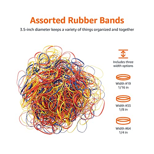 Amazon Basics Assorted Size And Color Rubber Bands, 0.5 Lb. #TOP1