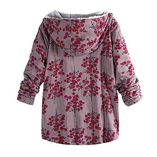Preisvergleich Produktbild Luckycat Damen Winterjacke Windjacke Mäntel Womens Warm Outwear Blumendruck Mit Kapuze Taschen Vintage Oversize Oberbekleidung Für Winter / Herbst