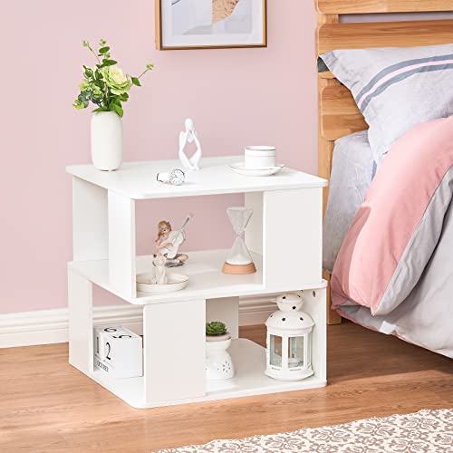 Anwbroad Coffee Table With Wheels End Table Side Table Square 20" 3-Tier Storage Centre Table Night Stand Beside Table Accent Table For Living Room Small Spaces White Ulct001W #TOP3