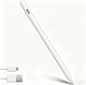Digiroot Stylus Pen for iPad, Tilt Sensitivity Pencil for iPad, Palm Rejection Stylus Pen for iPad, White Touchscreen Stylus, Fast Charge and Smooth Writing for 2018-2026 iPad