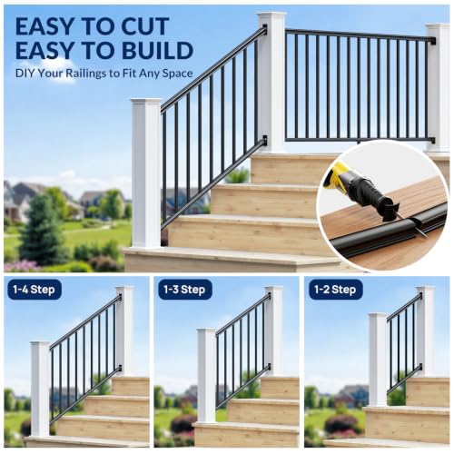 Image of Egadis 1 Pack 36 in x 4 ft Modular Aluminum Stair Railing Kit Without Post