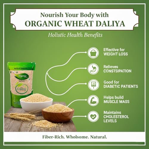 Image of Pearl Organic Fresh Organic Wheat Daliya Broken Wheat /Gehu 1Kg - Pearl Daliya High-Fiber & Protein-Rich Cereal | Easy to Digest, No Preservatives | Ideal for Upma, Khichdi, Porridge & Healthy Breakfast