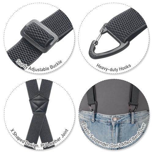 Image of SUNEZLGO Suspenders for Men Heavy Duty, X Back Hidden Suspender 1.5 inch Under Clothing, Adjustable Work Suspenders for Men Women