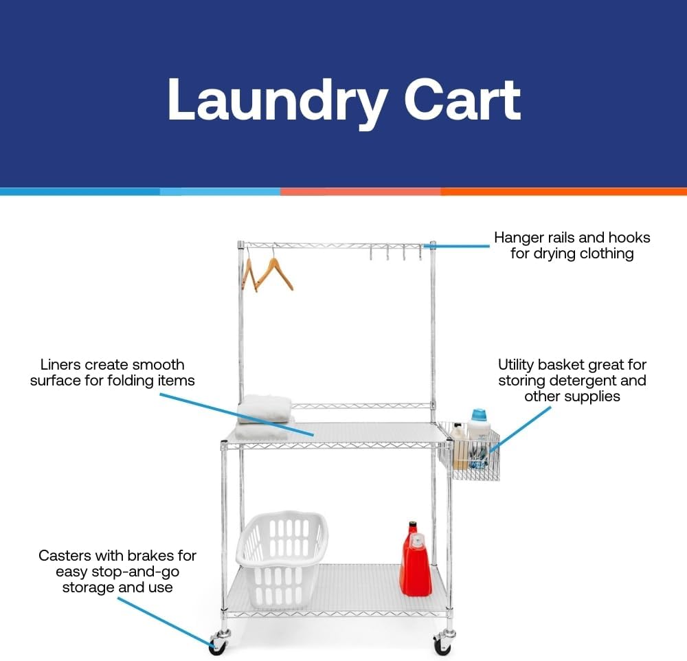 SI Shelving Inc. 18"" d x 42"" w x 76"" h Laundry Cart