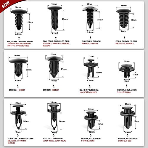 Nilight 240PCS Bumper Retainer Clips with Fastener Remover Car Plastic Rivets Fasteners Push Retainer Kit -Door Trim Panel Clips for Toyota GM Ford Honda Acura Chrysler,2 Years Warranty