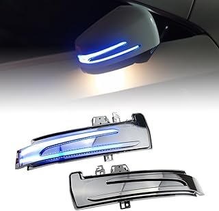 QKLsudua 2pcs Dynamic Sequential Blink Compatible with Be-nz W204 CLA A B C E S GLA GLK CLS Class W176 W212 LED Side Mirror Turn Signal Light Assembly-Blue+Yellow