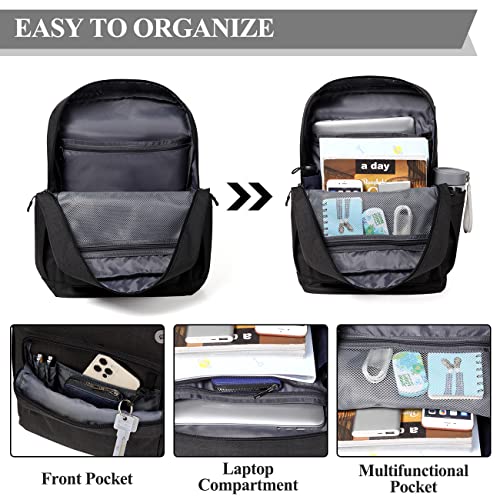 VASCHY Laptop Backpack, Water Resistant Multifunctional Business College Bookbag Computer Travel Backpack for Men Women Fits 15.6in Laptop,Black3