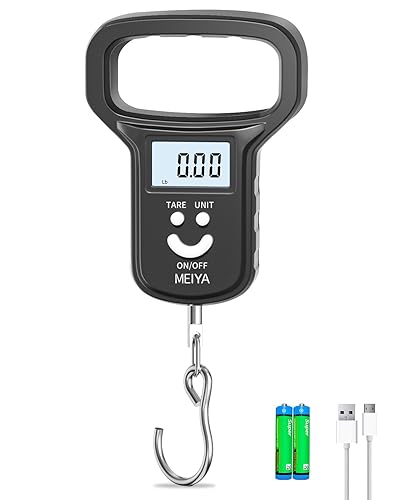 Miniatura 8 de MEIYA Báscula de pescabáscula de pesca doble potencia (bateríarecargable), mango extra ancho, pantalla LCD retroiluminada, incluye 2 pilas AAA y