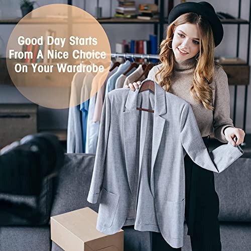 Image of Wooden Hanger Premium Wood with 360 Swivel Hook and Precisely Cut Notches for Dress Clothes, Coats, Jackets, Pants, Shirts, Skirts Hanger (Walnut Hanger, 30)