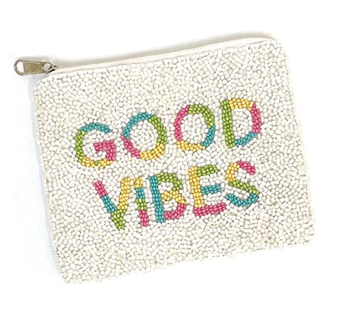 Good Vibes Coin Purse Pouch, Coin Purse Pouch, Beaded Coin Purse, Cute Coin Purse, Beaded Purse, Happy Coin Purse, Best Friend Gift, Positive Gifts, Party Favors, Wallets For Her #TOP3
