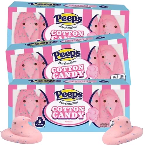 Cotton Candy Marshmallow Peeps, Easter Basket Stuffers, 5 Count Chicks,