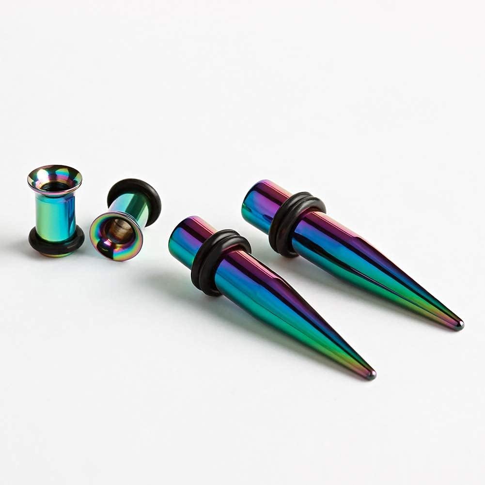 TBOSEN 36 PCS Ear Tapers Stretching Kit Stainless Steel Gauges Plugs Tools Set Eyelet 14g-00g