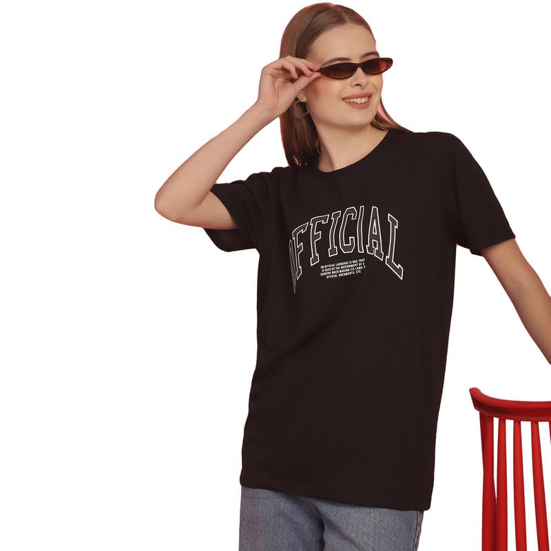 Image of Round Neck Cotton Printed Women Regular Fit Tshirt-P1950