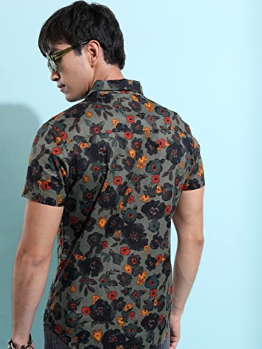 Image of Ketch Men's Cotton Slim Fit Printed Half Sleeve Shirt