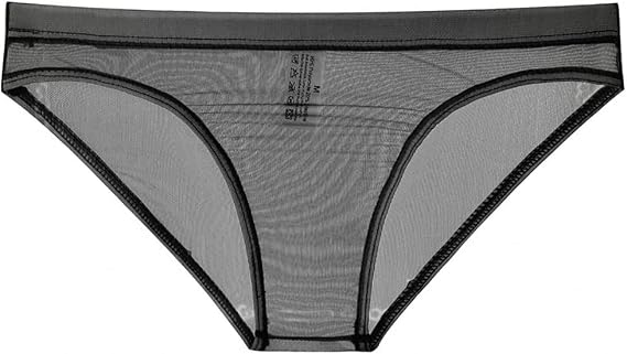 Men's Mesh No Pouch Slim Fit Bikini Briefs Underwear Breathable Triangle Briefs Underwear