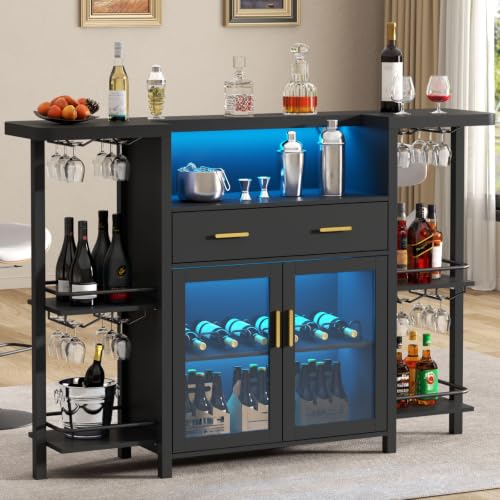 Loomie Crescent Home Bar Cabinet with LED Lights