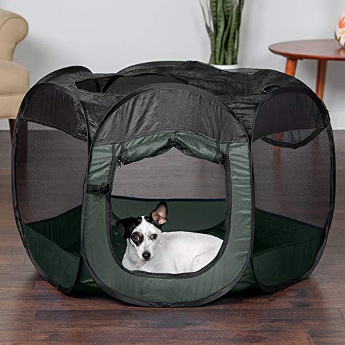 Image of Furhaven Portable Dog Playpen Cat Tent, Pet playground,Kennel foldable indoor outdoor zippered puppy crate - Hunter Green, Medium