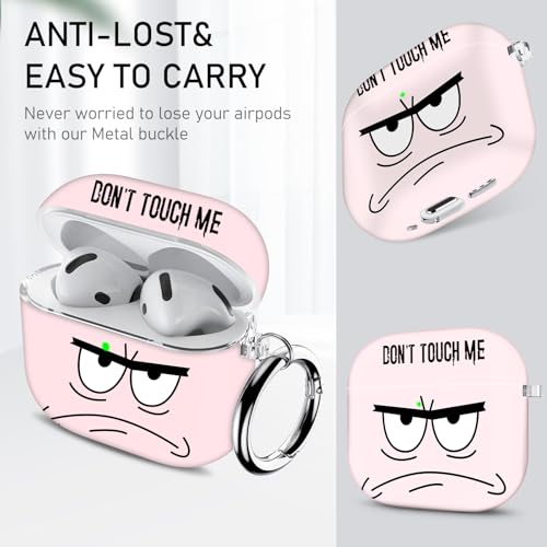 Image of for Apple Airpods 4th Generation Case Covers(2024),Don't Touch Me for Airpods 4 Cover with Keychain /Lanyard Soft Cute Shockproof Cover for Women Men Compatible AirPods 4 Case,Pink