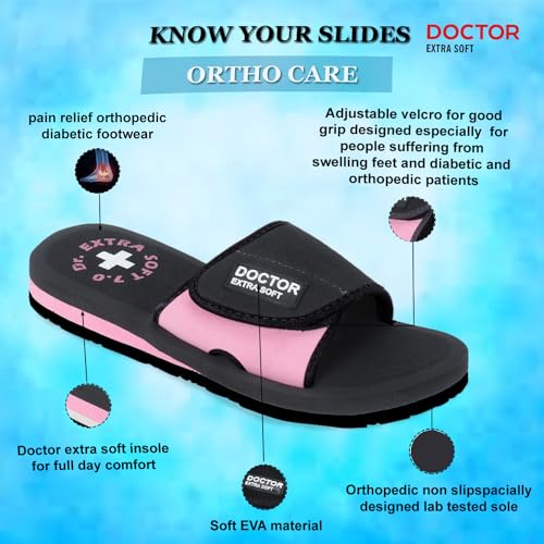 Image of DOCTOR EXTRA SOFT Women's Care Orthopaedic and Diabetic Adjustable Strape Super Comfort Dr Sliders Flipflops and House Slippers for Women's & Girl's Slides D-52