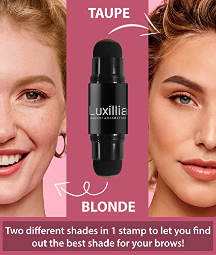 Luxillia Eyebrow Stamp Stencil Kit Dual-Color, Perfect Instant Brows Every Time, Adjustable For All Eyebrow Shapes, Waterproof And Sweatproof, Reusable & Super Easy To Use (Blonde & Taupe) #TOP1