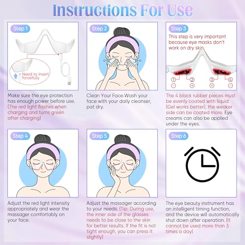 under-eye light therapy device beauty device with eye massage for relieve eye bags eye fatigue dark circles with gel and glasses strap white