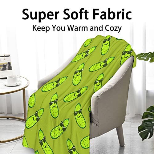 Pickle Throw Blanket for Teen - 50x60 Inches Throw Size - Soft Fluffy Cozy Blankets Gift - Green Funny Blanket Throws for Living Room Decorative