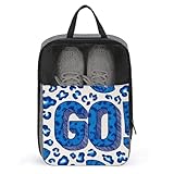 Blue Bold Letter GO Font Football Shoe Bag for Travel Daily Use Anti-dust Storage Carrier Golf Shoe Pouch