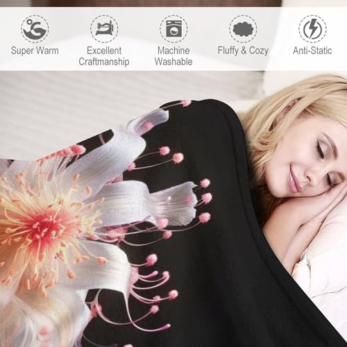 Linge de lit couverture légère en polaire de flannel fleurs 3D 180x200