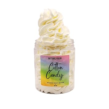 Cotton Candy Whipped Body Butter Sweet Fairground Scented Moisturizer Ultra Rich Shea & Mango Butter Handmade Skincare for Dry Skin 8 oz Jar