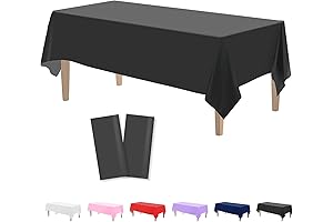 2PCS Black Plastic Tablecloths 54 x 108 Inch for Parties