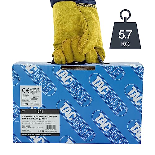 TACWISE 1721 Extra Galvanised Framing Nails 3.1/65 mm, D Head, Ring Shank, 34° Inclined, Paper Collated, Pack of 1600 - Image 4