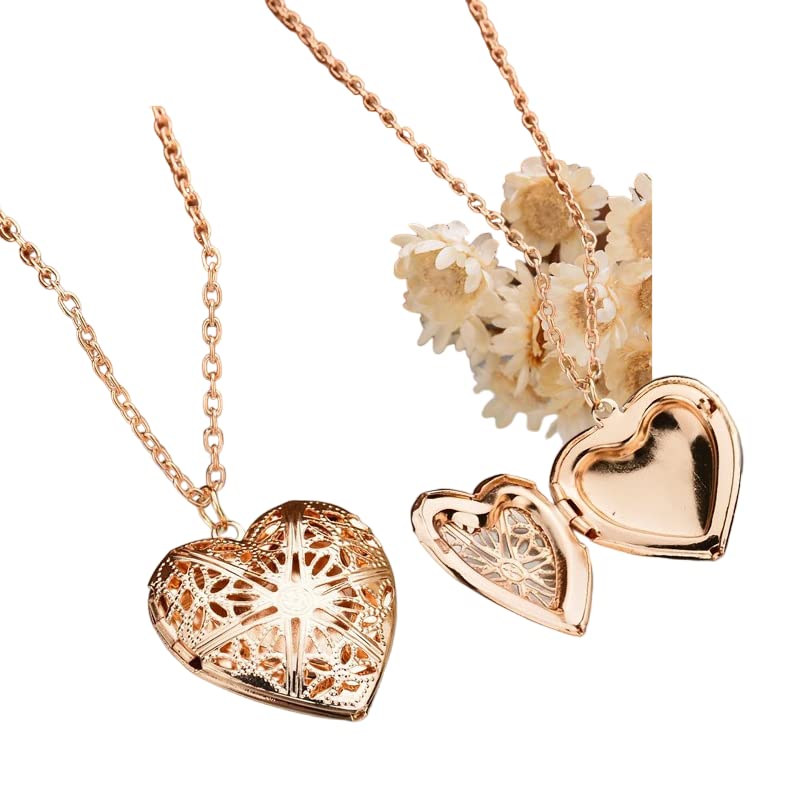 GOHO 18K Gold Plated Heart Photo Memory Locket Pendant Necklace With Chain Valentine Gift For Women And Girls (B0C66VV9KN) Amazon Price History, Amazon Price Tracker