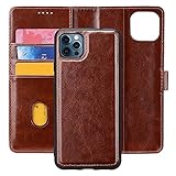 MInCYB iPhone 12/12 Pro Wallet Case, [RFID Blocking] Credit Card Holder, Premium Leather Flip Folio Case for iPhone 12/12 Pro with [Magnetic + Detachable] (Brown)