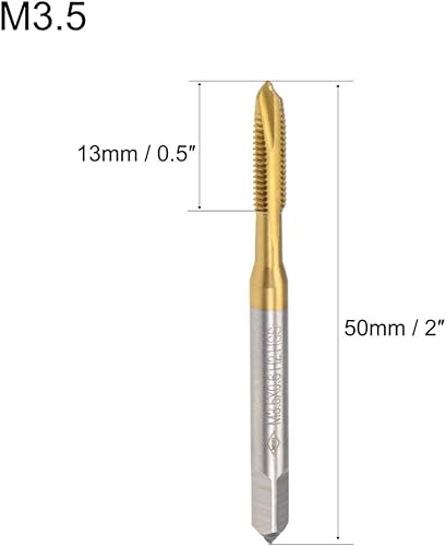 Miniatura 8 de uxcell - Macho de roscar para máquina métrica, rosca M6, 0,75 pasos, 3 flautas, titanio, HSS, 2 unidades