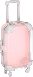 METALLIXITY Mini Plastic Suitcase, Tiny Suitcase Gift Bag, 6.7x3.7x1.8, Pink | False Eyelashes Trolley Storage Box with Handle & Wheels Party Favors for Eyelashes Jewelry Hairpins Makeup Tool