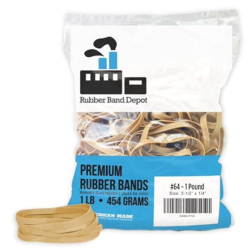Rubber Bands, Rubber Band Depot, Size #64, Approximately 320 Rubber Bands Per Bag, Rubber Band Measurements: 3-1/2" X 1/4'' - 1 Pound Bag #TOP9