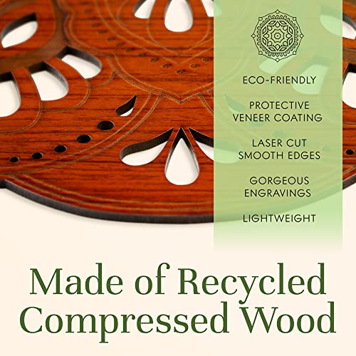 Wood Wall Decor 4In 1 Mandala Set- Hanging Wood Wall Art With Engraved Design, Flower Of Life Wooden Decoration - Sacred Geometry Wall Art For Home Or Yoga Studio , Cafe, Office (4 In 1 Set, 5.11 Inches H/W) #TOP4