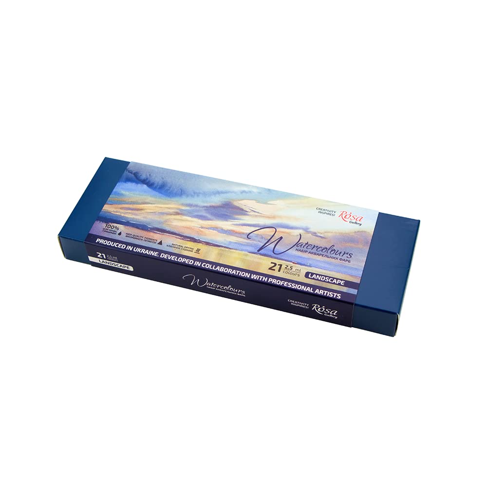 Rosa Gallery Landscape Professional Aquarellfarben-Set, 21 Wasserfarben à 2,5 ml, Hohe Lichtechtheit Farben Kit für Künstler, Erwachsene, Leichtes und tragbares Metallgehäuse